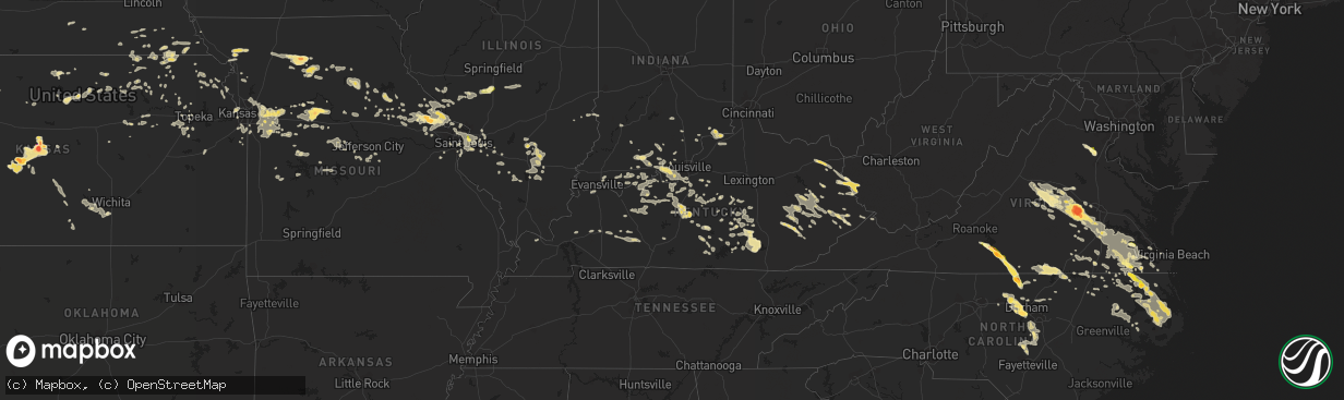 Hail map in Kentucky on June 25, 2015