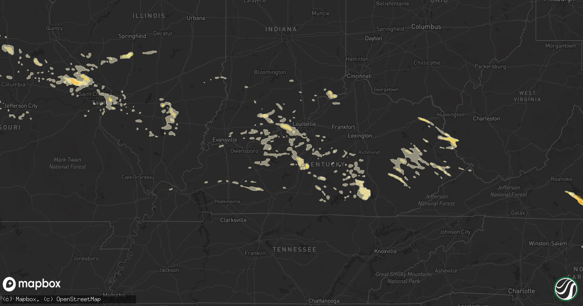 Hail map in Kentucky on June 25, 2015