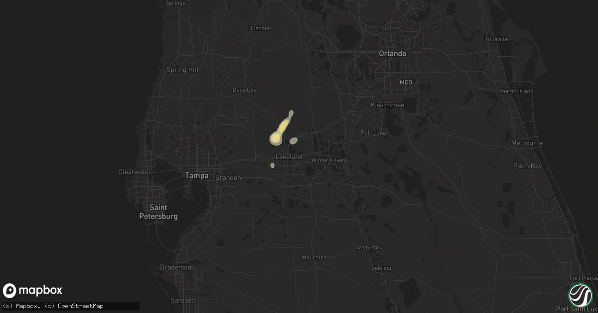 Hail map in Lakeland, FL on June 25, 2015