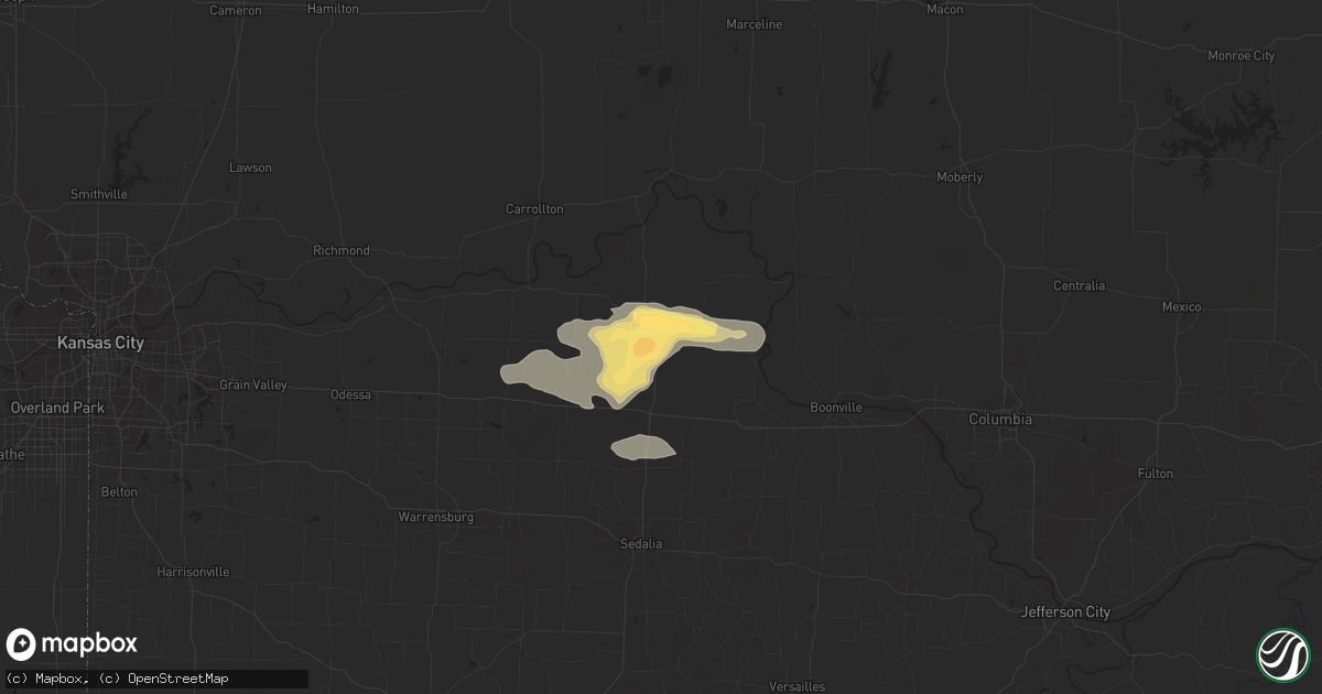 Hail map in Marshall, MO on June 25, 2015