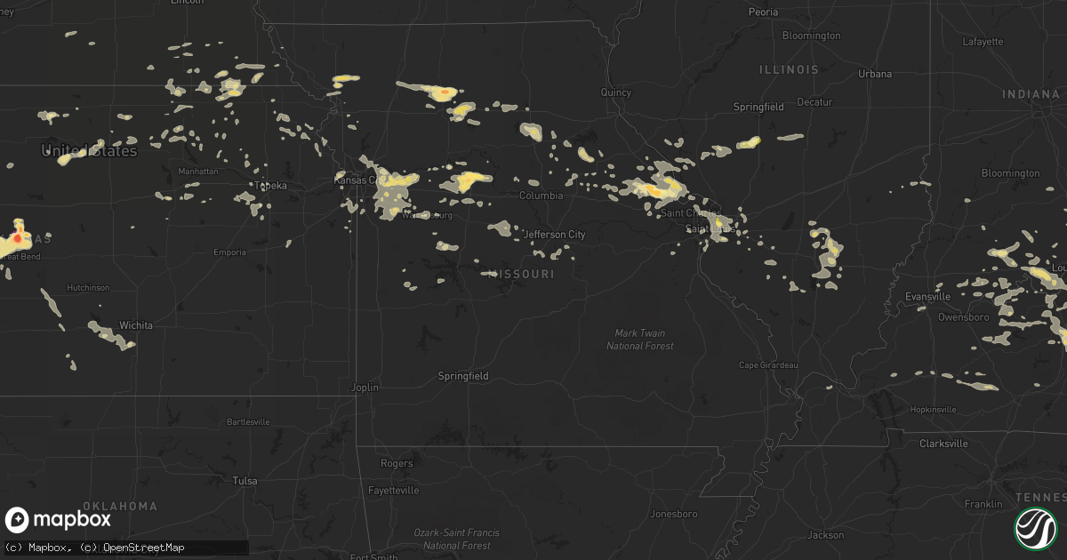 Hail map in Missouri on June 25, 2015