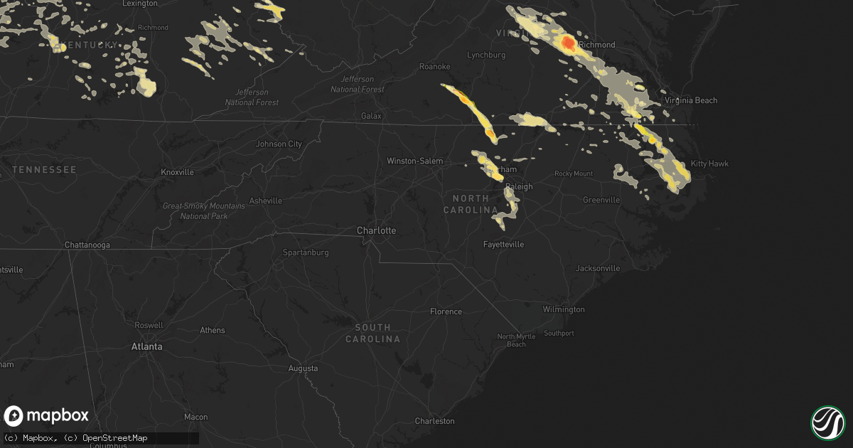 Hail map in North Carolina on June 25, 2015