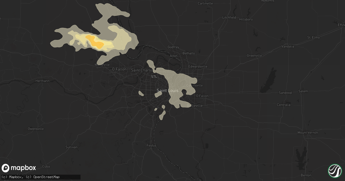 Hail map in Saint Louis, MO on June 25, 2015