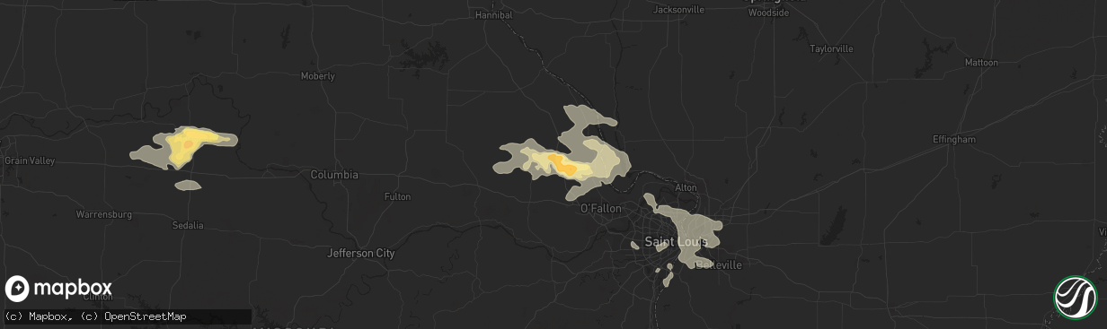 Hail map in Troy, MO on June 25, 2015