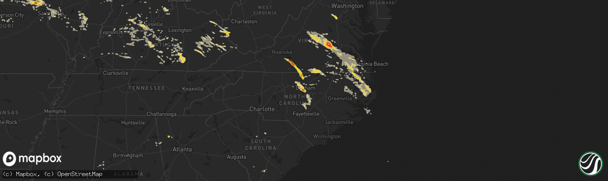 Hail map on June 25, 2015