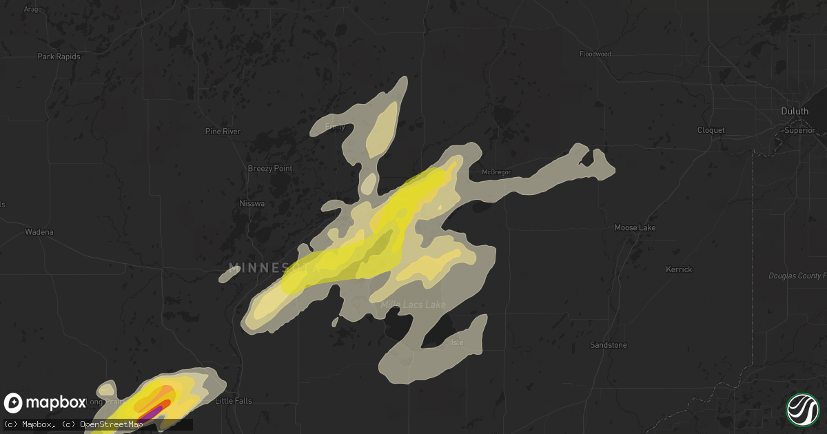 Hail map in Aitkin, MN on June 25, 2016
