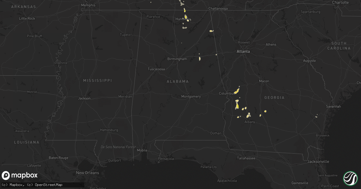 Hail map in Alabama on June 25, 2016