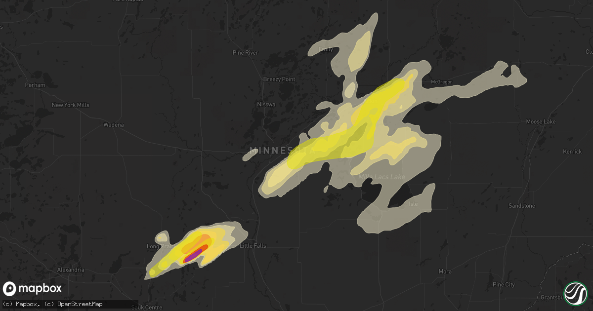 Hail map in Brainerd, MN on June 25, 2016