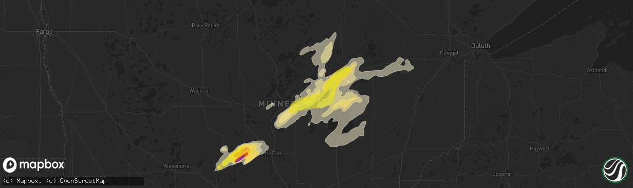 Hail map in Deerwood, MN on June 25, 2016