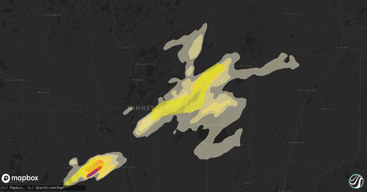 Hail map in Deerwood, MN on June 25, 2016
