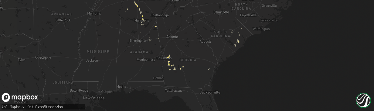 Hail map in Georgia on June 25, 2016