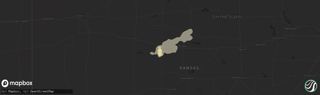 Hail map in Hays, KS on June 25, 2016