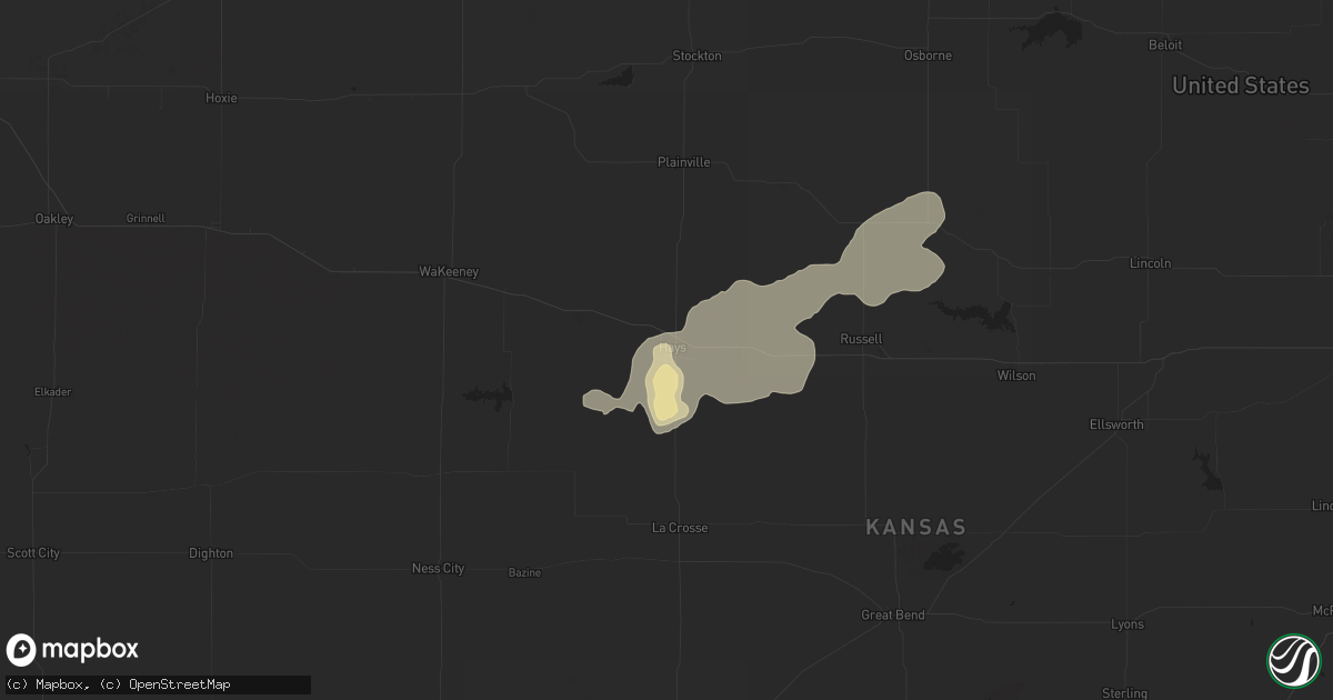 Hail map in Hays, KS on June 25, 2016