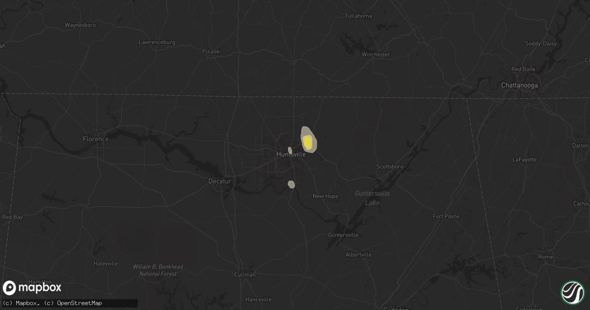 Hail map in Huntsville, AL on June 25, 2016