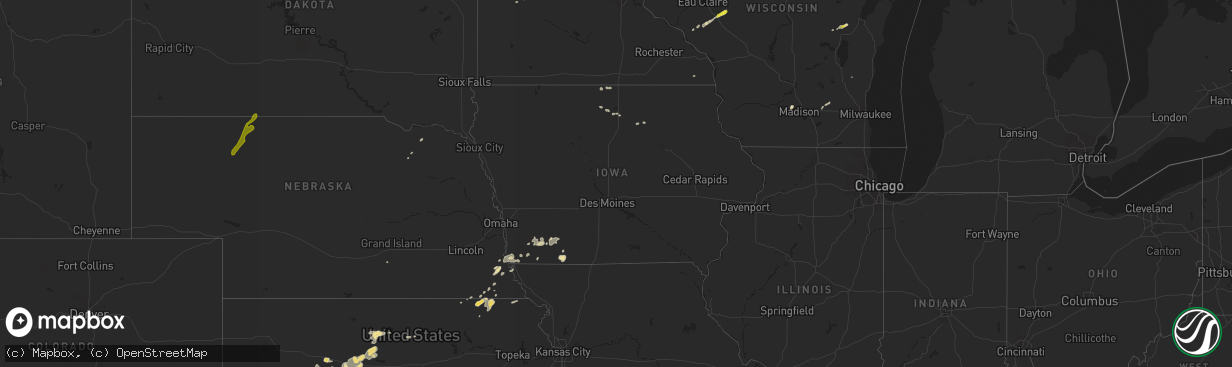 Hail map in Iowa on June 25, 2016