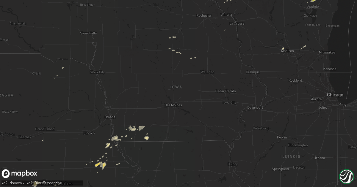 Hail map in Iowa on June 25, 2016