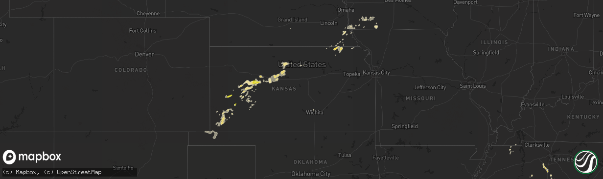 Hail map in Kansas on June 25, 2016