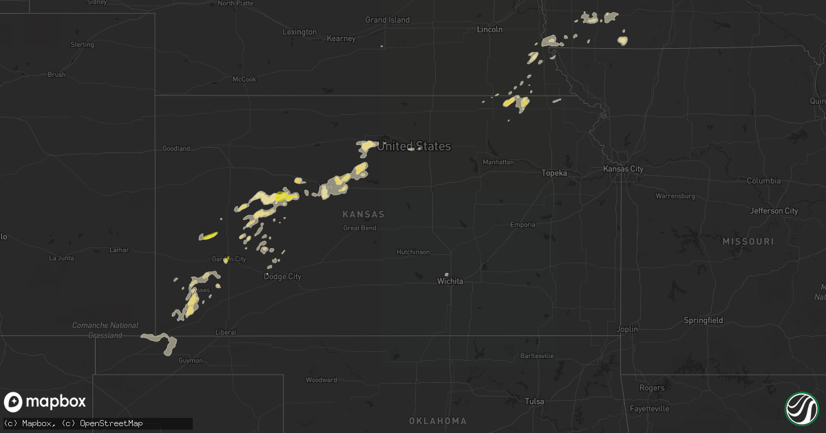Hail map in Kansas on June 25, 2016