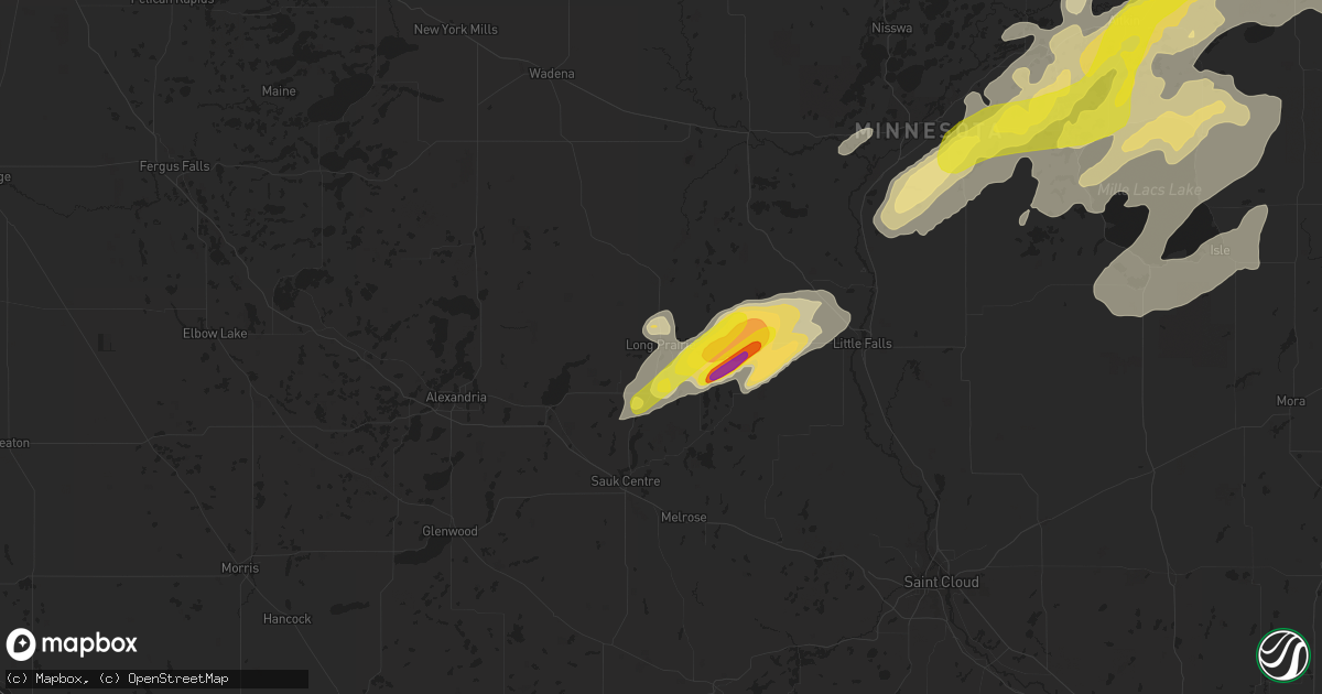 Hail map in Long Prairie, MN on June 25, 2016