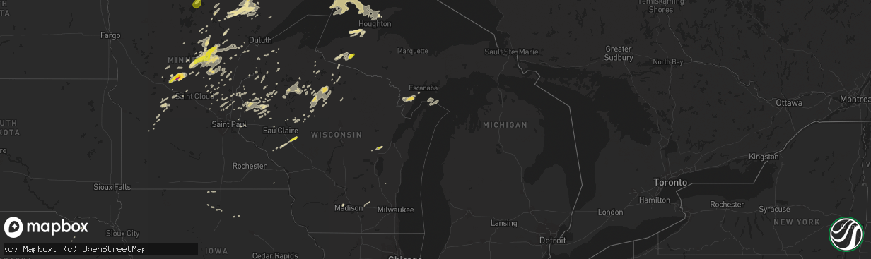 Hail map in Michigan on June 25, 2016