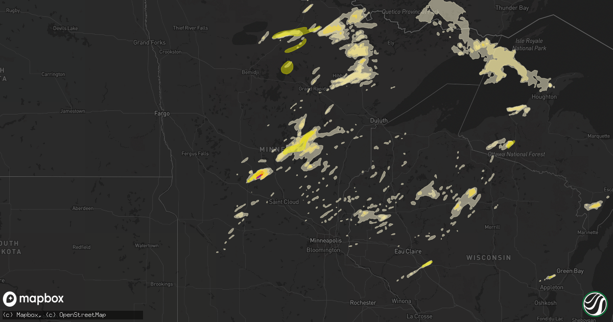Hail map in Minnesota on June 25, 2016