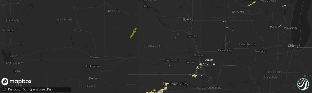 Hail map in Nebraska on June 25, 2016