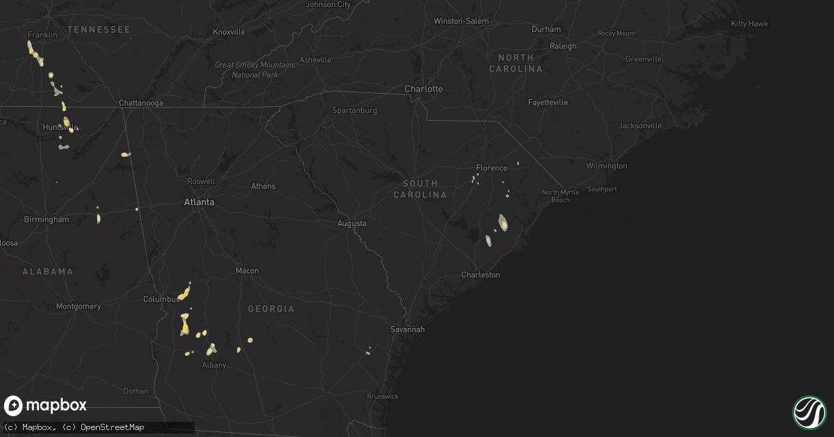 Hail map in South Carolina on June 25, 2016
