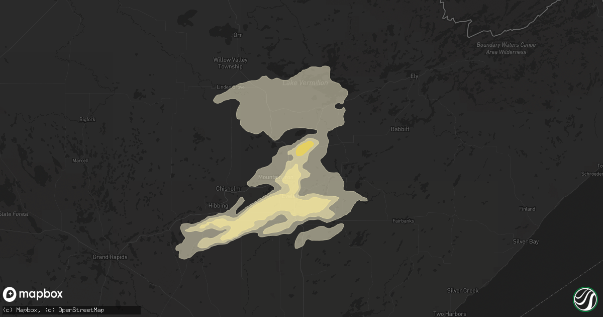 Hail map in Virginia, MN on June 25, 2016