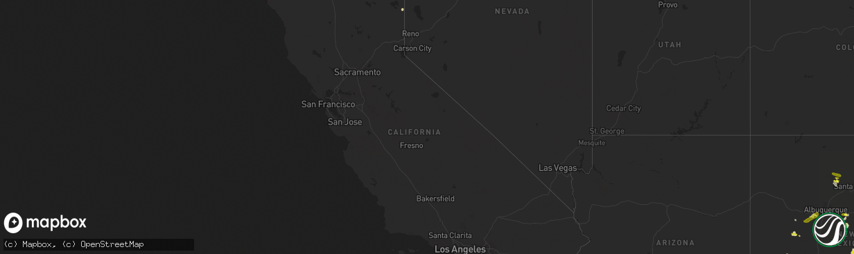 Hail map in California on June 25, 2017