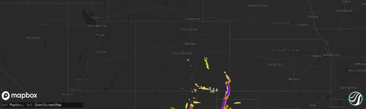 Hail map in Colorado on June 25, 2017