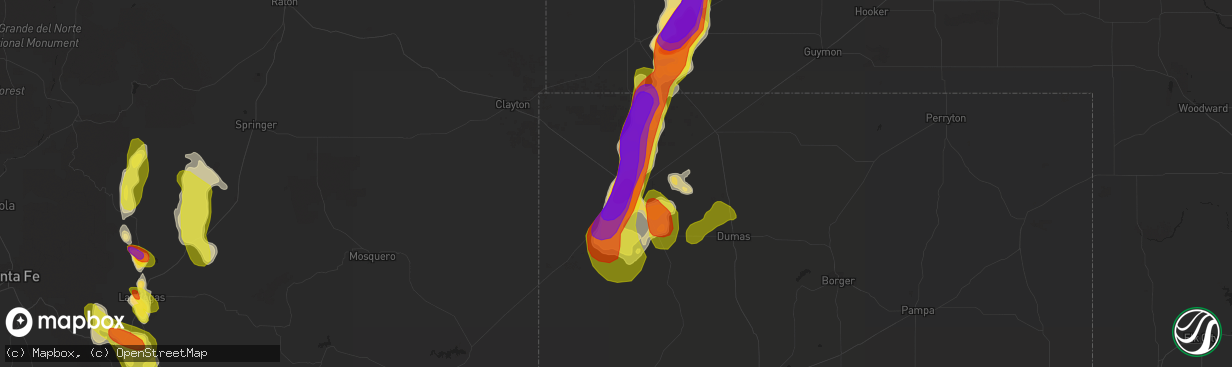 Hail map in Dalhart, TX on June 25, 2017