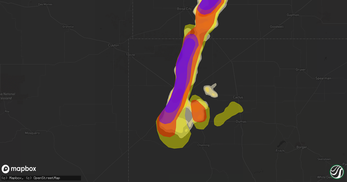 Hail map in Dalhart, TX on June 25, 2017