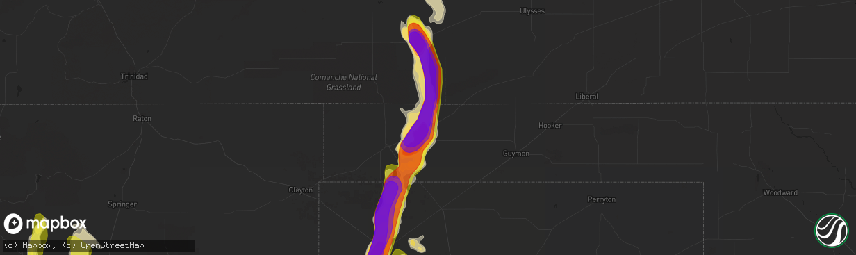 Hail map in Keyes, OK on June 25, 2017