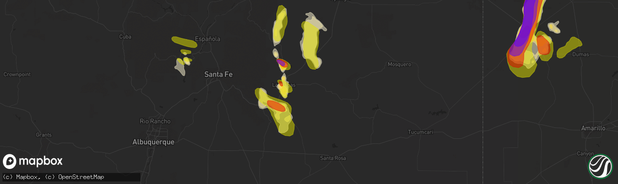 Hail map in Las Vegas, NM on June 25, 2017