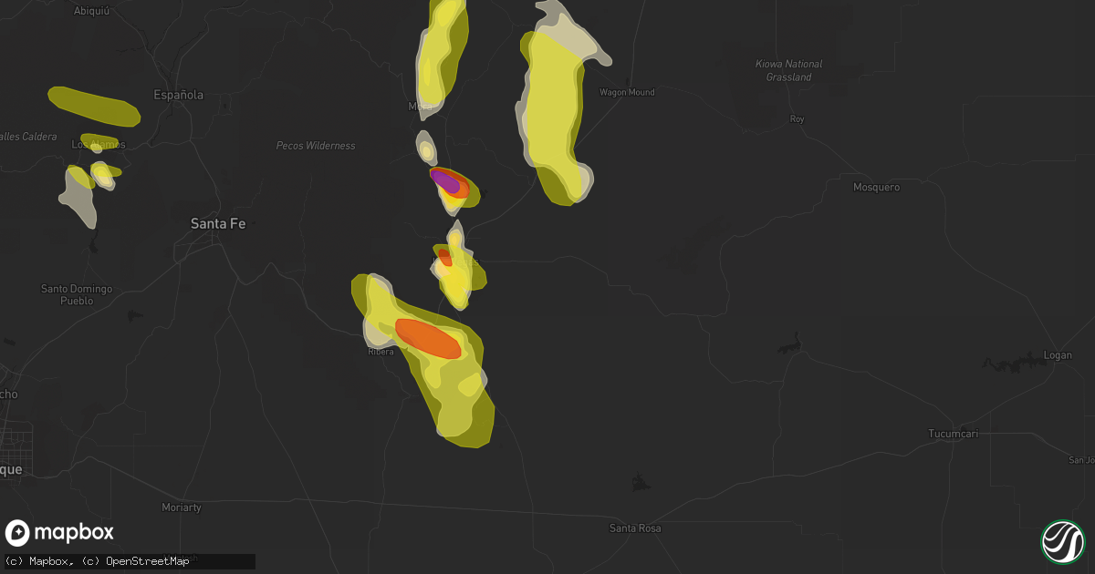 Hail map in Las Vegas, NM on June 25, 2017