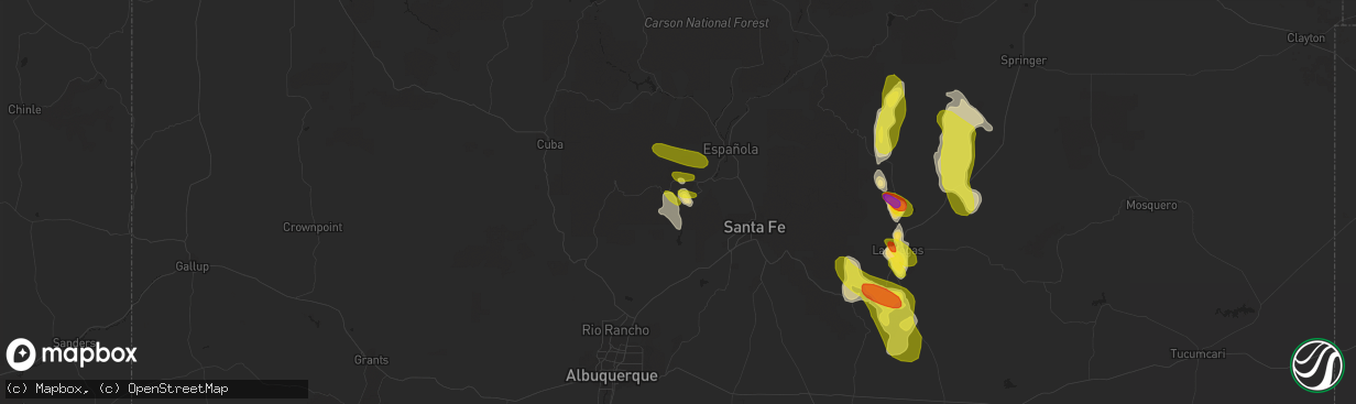 Hail map in Los Alamos, NM on June 25, 2017