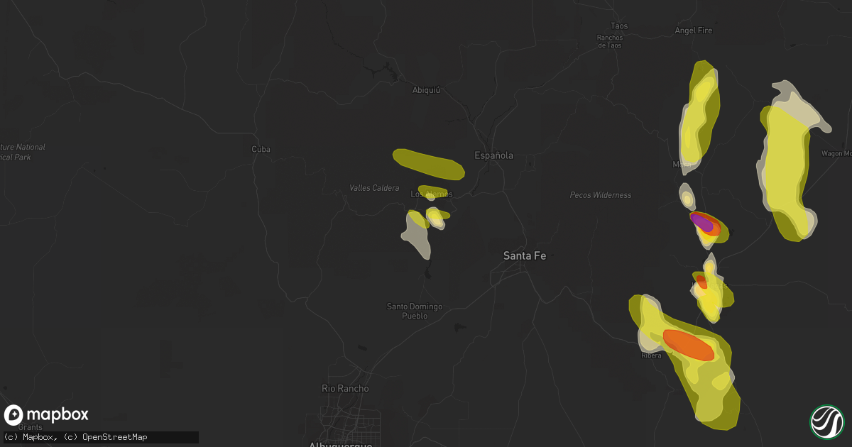 Hail map in Los Alamos, NM on June 25, 2017