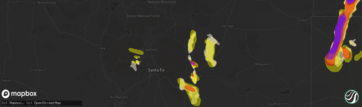 Hail map in Mora, NM on June 25, 2017