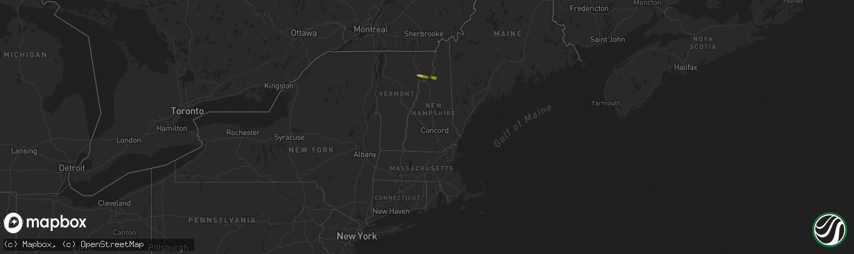 Hail map in New Hampshire on June 25, 2017