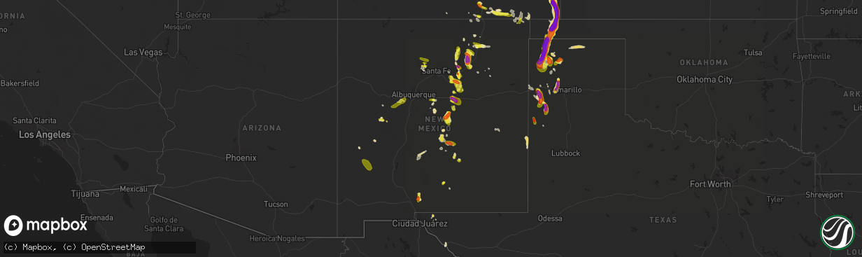 Hail map in New Mexico on June 25, 2017