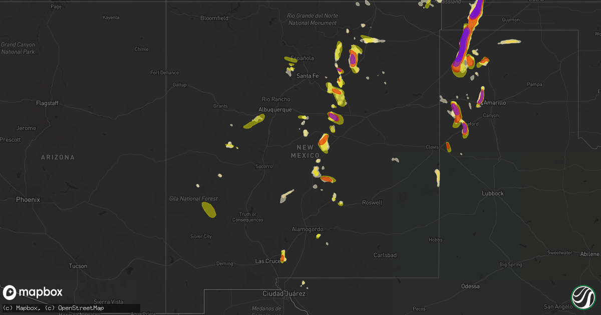 Hail map in New Mexico on June 25, 2017