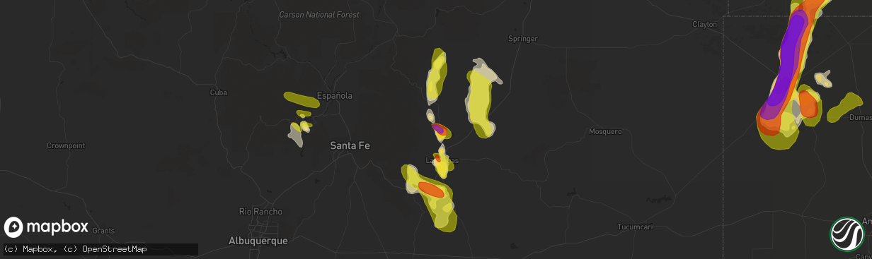 Hail map in Sapello, NM on June 25, 2017