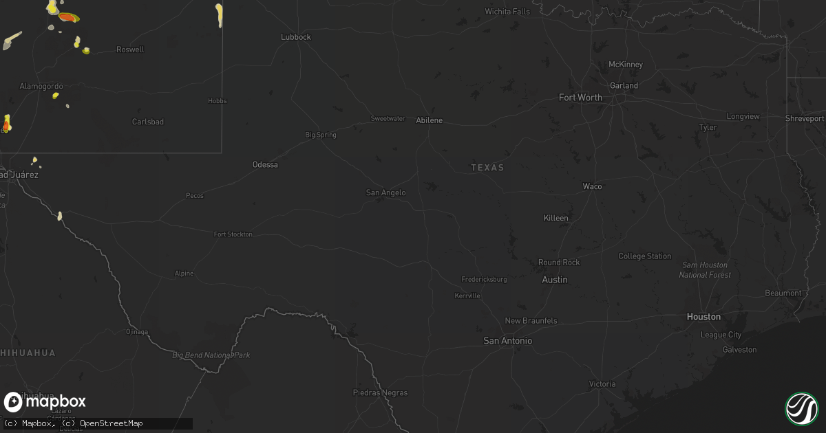 Hail map in Texas on June 25, 2017