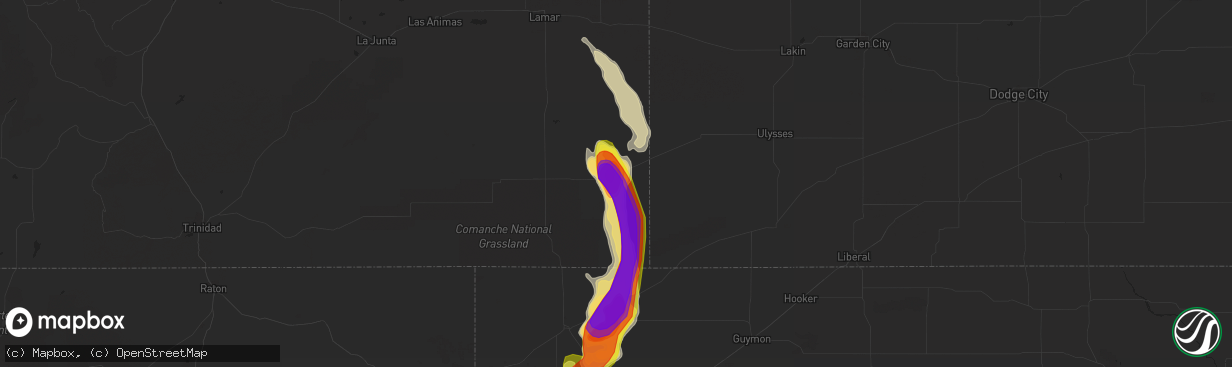 Hail map in Walsh, CO on June 25, 2017