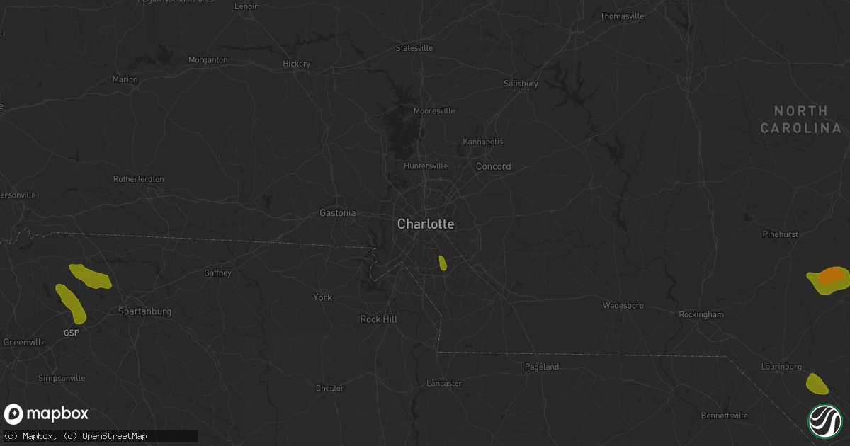 Hail map in Charlotte, NC on June 25, 2018