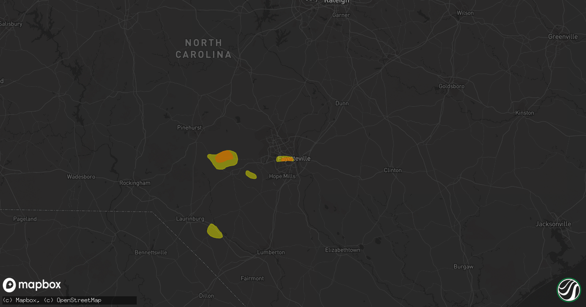 Hail map in Fayetteville, NC on June 25, 2018