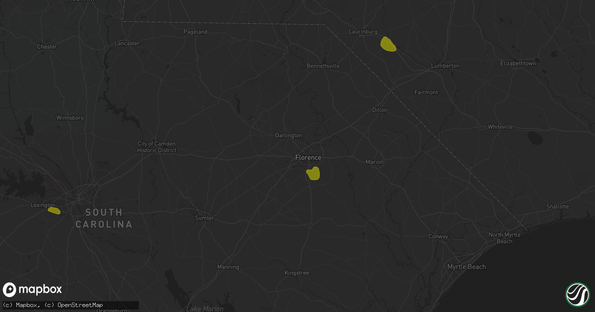 Hail map in Florence, SC on June 25, 2018