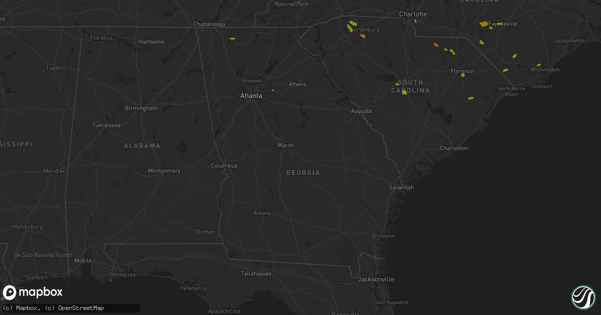 Hail map in Georgia on June 25, 2018