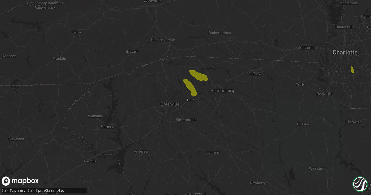 Hail map in Greer, SC on June 25, 2018