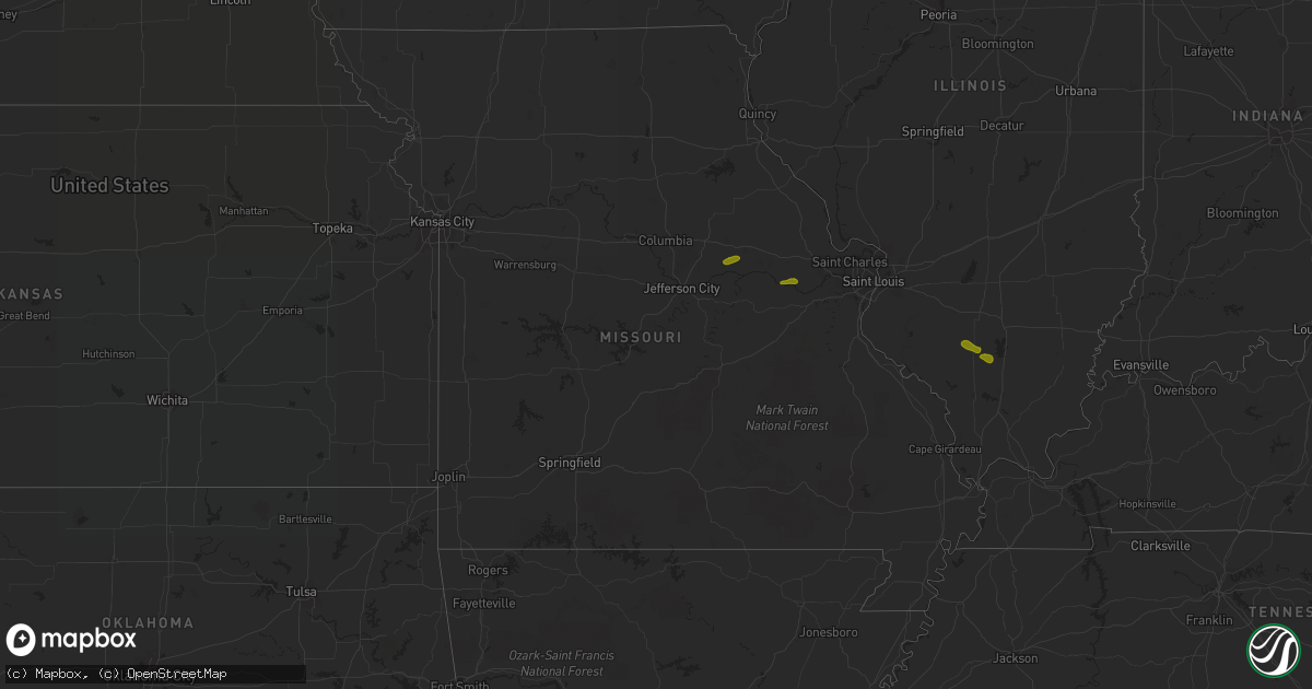 Hail map in Missouri on June 25, 2018